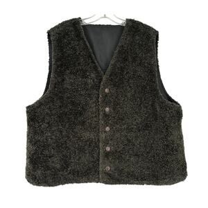 Vintage Faux Sherpa Reversible Vest Mens XL Workwear Cabincore